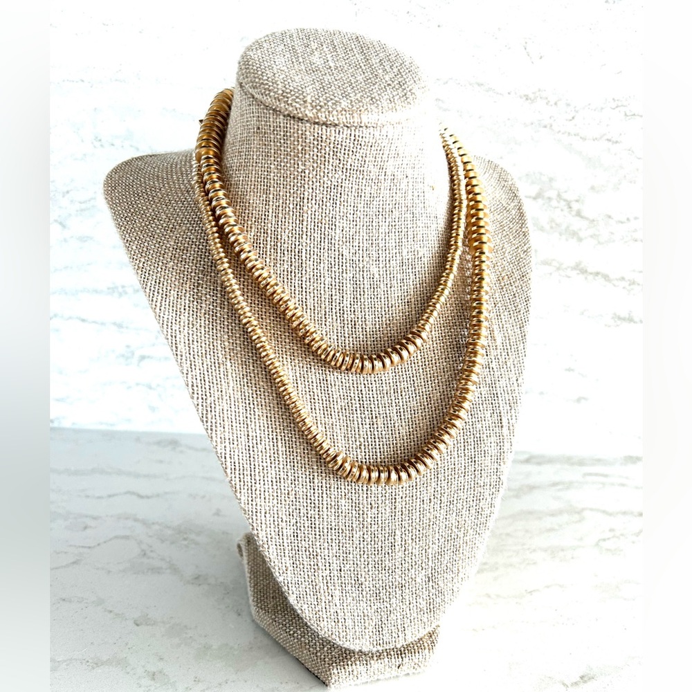Banana Republic Long Gold Disc Bead Necklace